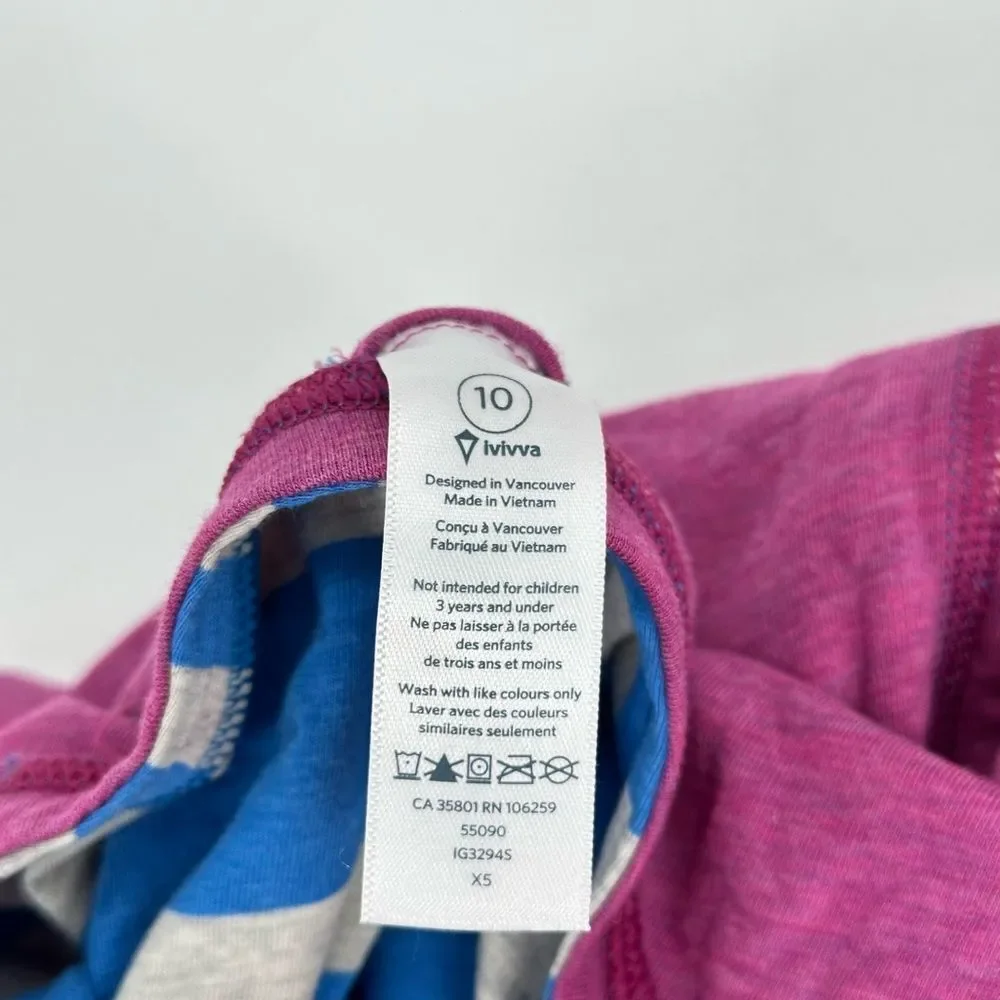Ivivva by Lululemon Girls Reversible Long Sleeve Top Stripe Athletic Shirt